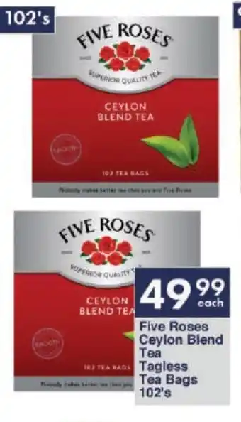 President Hyper Five Roses Ceylon Blend Tea Tagless Tea Bags 102's offer