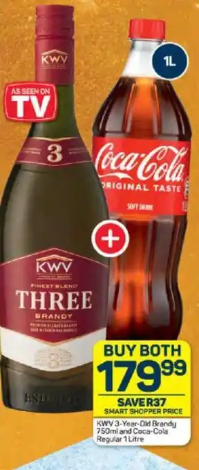 Pick n Pay Liquor KWV 3-Year-Old Brandy 750ml and Coca-Cola Regular 1 Litre offer