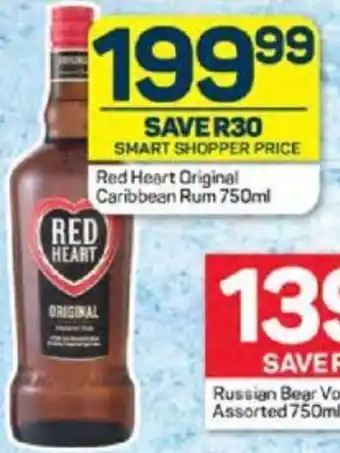 Pick n Pay Liquor Red Heart Original Caribbean Rum 750ml offer