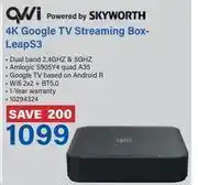 Incredible Connection QWI Powered By Skyworth 4K Google TV Streaming Box LEap S offer