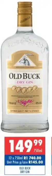 Ultra Liquors OLD BUCK DRY GIN offer