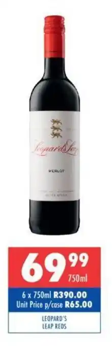 Ultra Liquors LEOPARD'S LEAP REDS offer