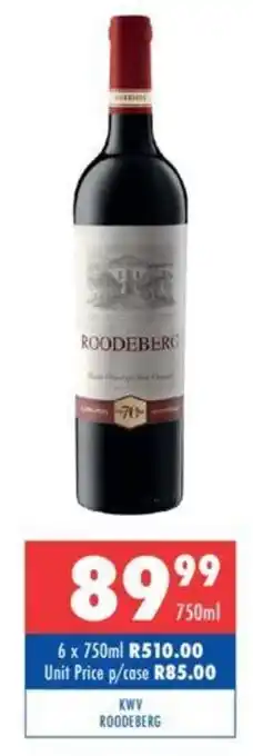 Ultra Liquors KWV ROODEBERG offer