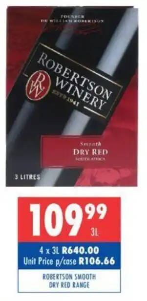 Ultra Liquors ROBERTSON SMOOTH DRY RED RANGE offer