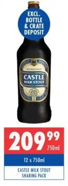 Ultra Liquors CASTLE MILK STOUT SHARING PACK offer