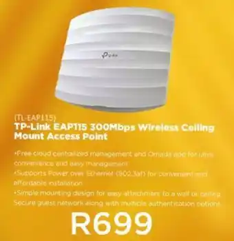 Matrix Warehouse TP-Link EAP115 300Mbps Wireless Ceiling Mount Access Point offer