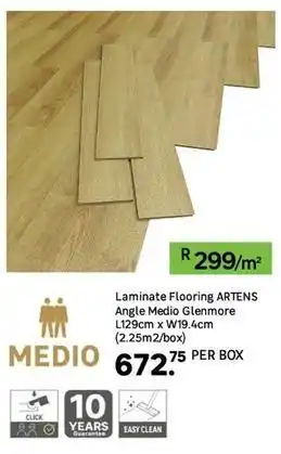 Leroy Merlin Artens - laminate flooring angle medio glenmore l129cm x w19.4cm (2.25m2/box) offer