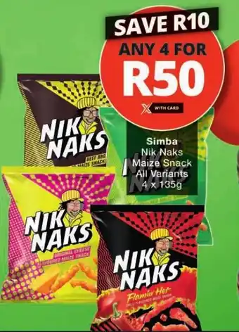Checkers Simba Nik Naks Maize Snack All Variants offer