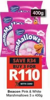 Checkers Beacon Pink & White Marshmallows 3 x 400g offer