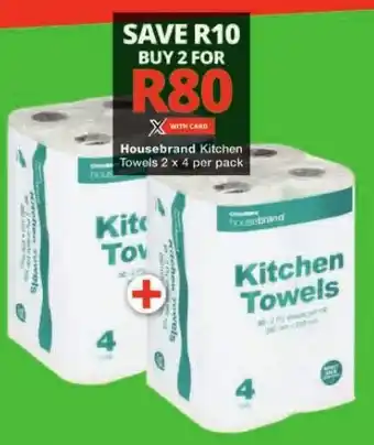 Checkers Housebrand Kitchen Towels 2 x 4 per pack offer