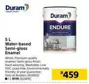 Builders Warehouse Duram 5L Water Based Semi Gloss Enamel offer
