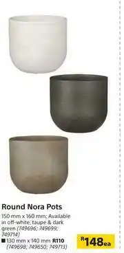 Builders Warehouse Round Nora Pots 150mm x 160mm-Each offer