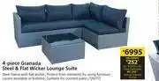Builders Warehouse 4 Piece Granada Steel & Flat Wicker Lounge Suite offer