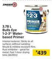 Zinsser Bulls Eye 1-2-3 Water Based Primer-3.78Ltr