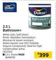 Dulux Bathroom+-2.5Ltr offer at Builders Warehouse