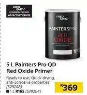 Builders Warehouse Fired Earth Painters QD Red Oxide Primer-5Ltr offer