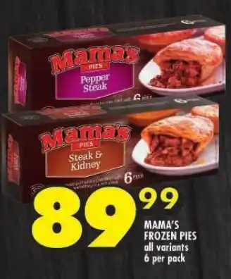 Shoprite MAMA'S FROZEN PIES all variants 6 per pack offer