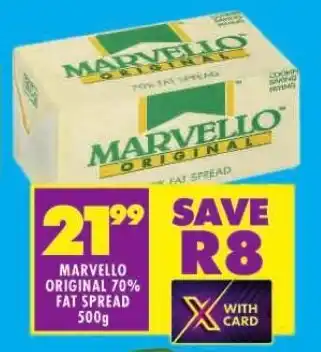Shoprite MARVELLO ORIGINAL 70% FAT SPREAD 500g offer