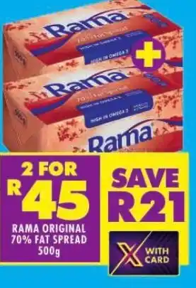 Shoprite RAMA ORIGINAL 70% FAT SPREAD 500g offer