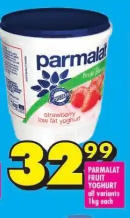 Shoprite PARMALAT FRUIT YOGHURT all variants 1kg each offer
