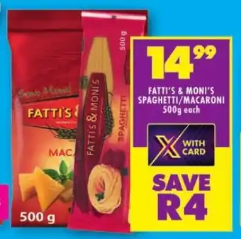 Shoprite FATTI'S & MONI'S SPAGHETTI/MACARONI offer