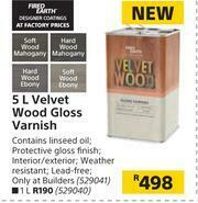Fired Earth 5L Velvet Wood Gloss Varnish