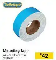 Builders Warehouse Sellotape Mounting Tape-24mm x 3mm x 1m offer