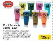 Builders Warehouse Crazy Crafts 75ml Acrylic & Glitter Paint-Each offer