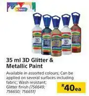 Builders Warehouse Acrilex 35ml 3D Glitter & Metallic Paint-Each offer