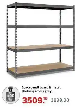 Leroy Merlin Spaceo - mdf board & metal shelving 4 tiers grey offer