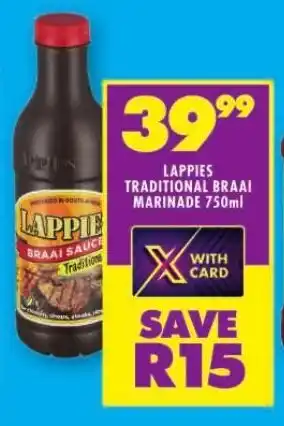 Shoprite LAPPIES TRADITIONAL BRAAI MARINADE 750ml offer