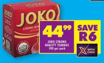 Shoprite JOKO STRONG QUALITY TEABAGS 100 per pack offer