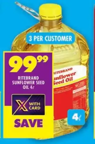 Shoprite RITEBRAND SUNFLOWER SEED OIL 4L offer