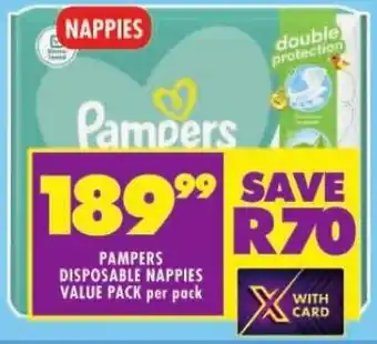 Shoprite PAMPERS DISPOSABLE NAPPIES VALUE PACK per pack offer