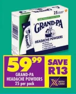 Shoprite GRAND-PA HEADACHE POWDERS 25 per pack offer