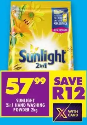 Shoprite SUNLIGHT 2in1 HAND WASHING POWDER 2kg offer