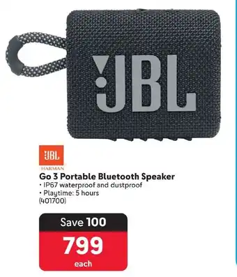 Makro JBL Go 3 Portable Bluetooth Speaker offer