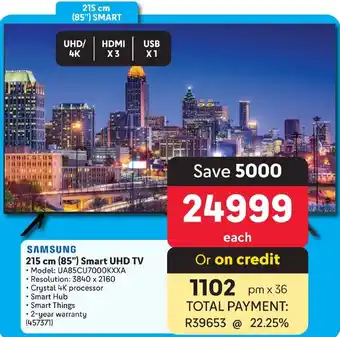 Makro SAMSUNG 215 cm (85") Smart UHD TV offer