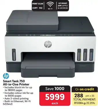 Makro hp Smart Tank 750 All-in-One Printer offer