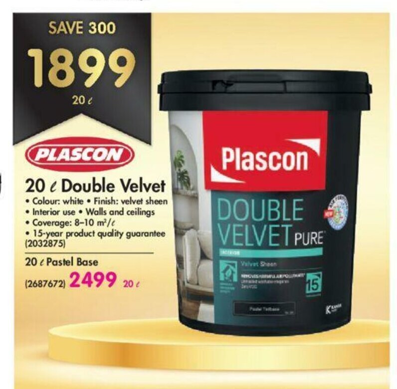 Plascon 20L Double Velvet offer at Makro