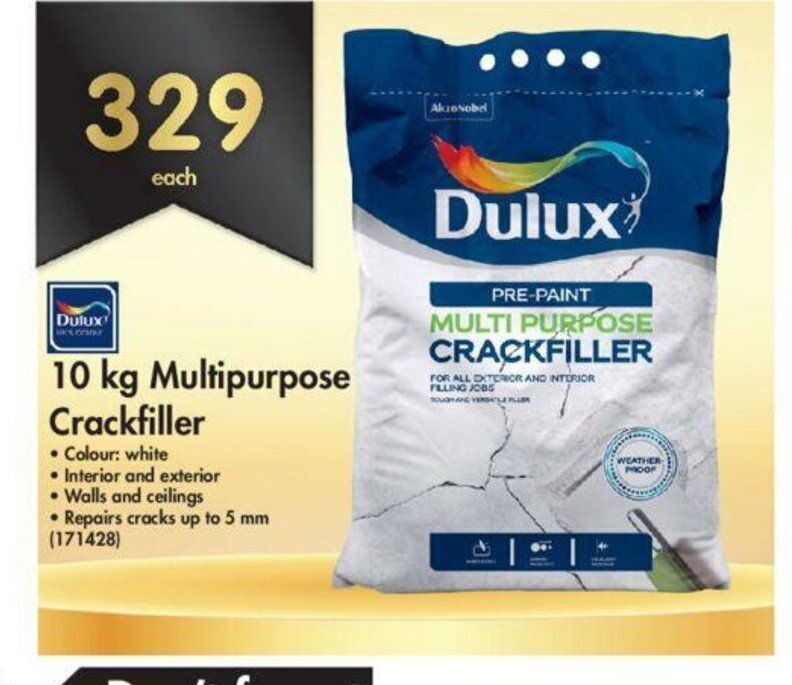 Dulux 10kg Multipurpose Crackfiller offer at Makro