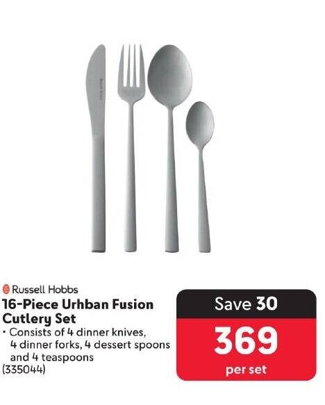 Russell Hobbs 16-Piece Urhban Fusion Cutlery Set offer at Makro