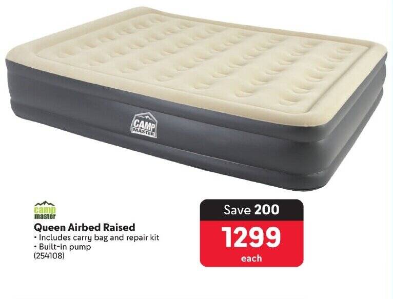 camp master Queen Airbed Raised offer at Makro