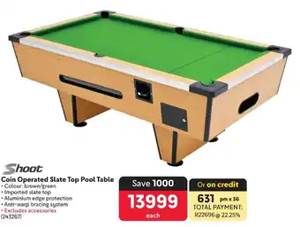Makro Shoot Coin Operated Slate Top Pool Table offer