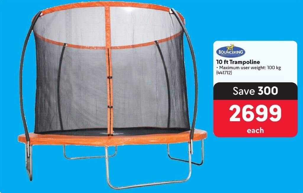 BOUNCEKING 10 ft Trampoline offer at Makro