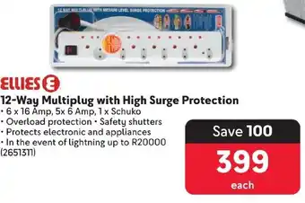 ELLIES 12-Way Multiplug with High Surge Protection