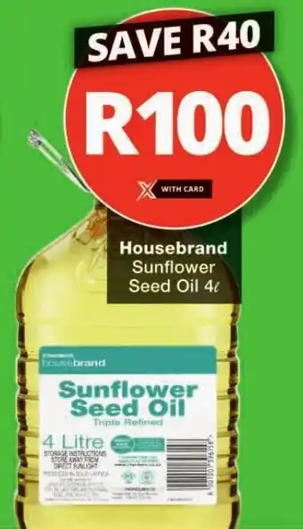 Checkers Housebrand Sunflower Seed Oil 4L offer