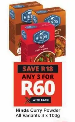 Checkers Hinds Curry Powder All Variants 3 x 100g offer