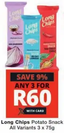 Long Chips Potato Snack All Variants 3 x 75g