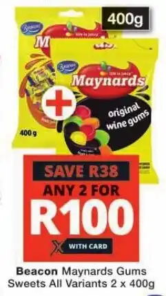 Checkers Beacon Maynards Gums Sweets All Variants 2 x 400g offer